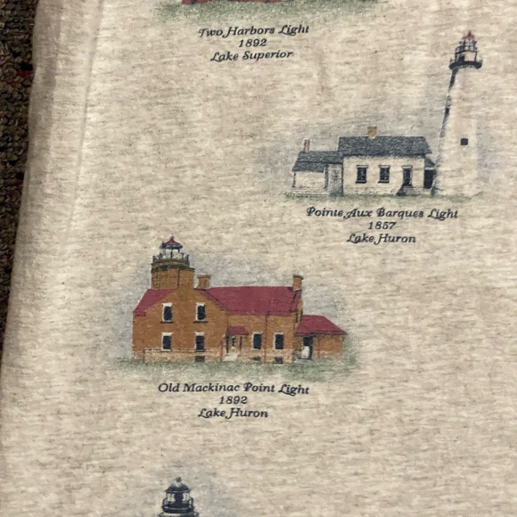 VINTAGE 90s | Light Houses All Over Printed. Great Lakes Lighthouses - Picture 8 of 13